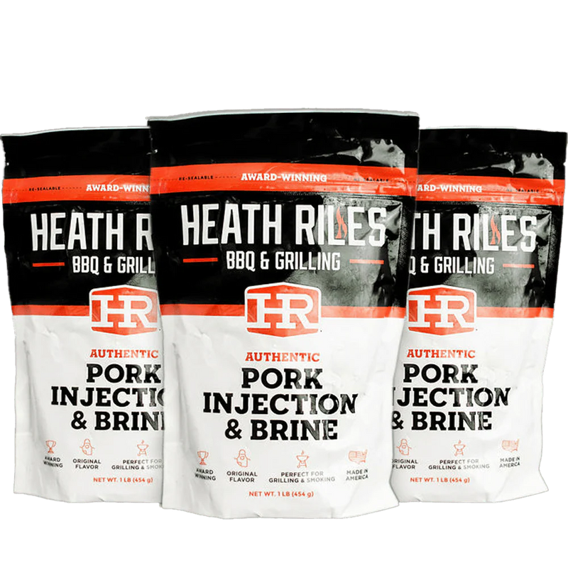 Heath Riles Pork Injection and Brine mix for juicy tender smoked pork at DDR BBQ Supply