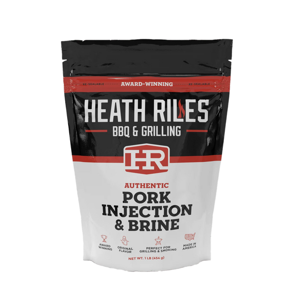 Heath Riles Pork Injection and Brine mix for juicy tender smoked pork at DDR BBQ Supply