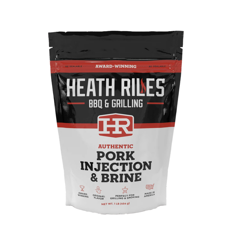 Heath Riles Pork Injection and Brine mix for juicy tender smoked pork at DDR BBQ Supply