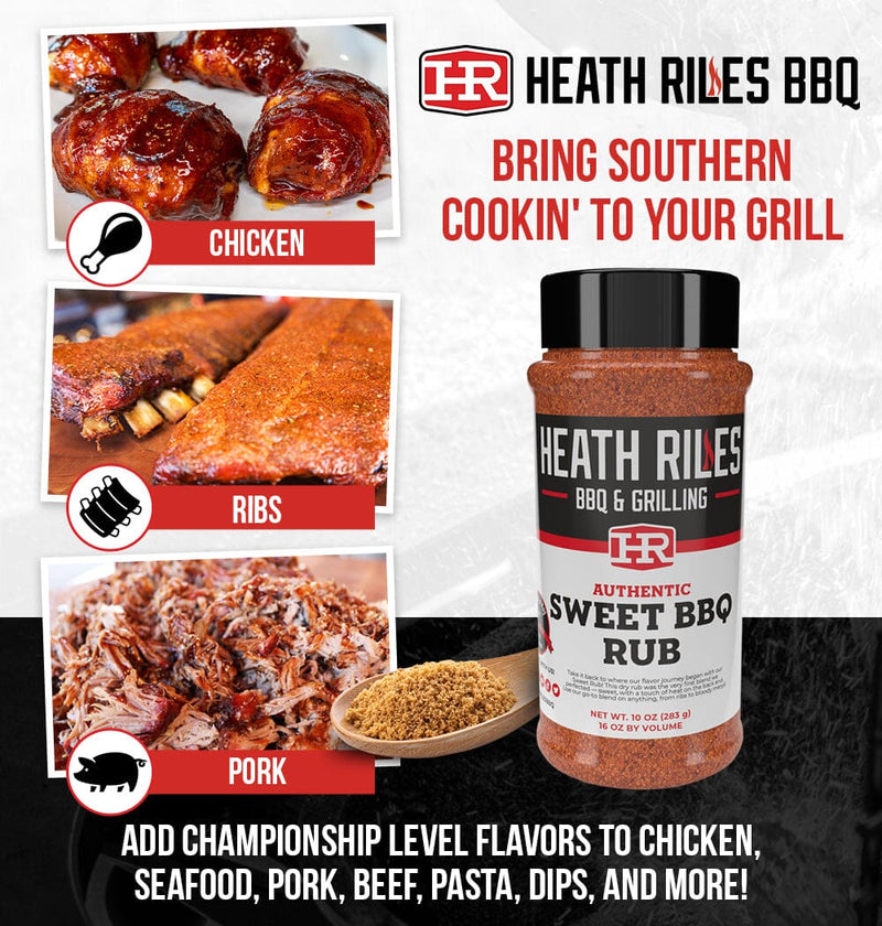 Heath Riles Sweet BBQ Rub – Sweet & Smoky BBQ Seasoning for Pork, Chicken, and More