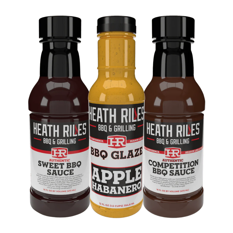 Heath Riles World Championship Sauce Bundle sweet bbq competition bbq and apple habanero at DDR BBQ Supply