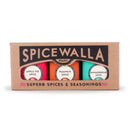 The Spicewalla 3 Pack Holiday Baking Collection by Spicewalla features three tins of festive spices—Apple Pie Spice, Pumpkin Spice, and Gingerbread Spice. Presented in brown packaging with bold lettering and colorful accents, this set is the perfect trio for cozy baking adventures.