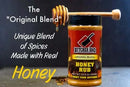 A jar of Butcher BBQ Honey Rub "The Original" Dry Rub with a honey dipper above. Text: Butcher BBQ's unique blend of spices and real honey makes this BBQ seasoning essential for every grill master.