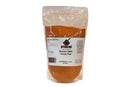 A clear plastic pouch of Butcher BBQ Honey Rub "The Original" Dry Rub / BBQ Seasoning / Spice by Butcher BBQ, filled with orange-brown seasoning, stands upright on a white background.