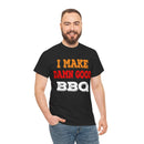 I Make Damn Good BBQ T-Shirt from DDR BBQ Supply modeled by backyard pitmaster at the smoker