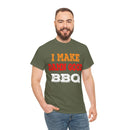 I Make Damn Good BBQ T-Shirt from DDR BBQ Supply modeled by backyard pitmaster at the smoker