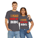I Make Damn Good BBQ T-Shirt from DDR BBQ Supply modeled by backyard pitmaster at the smoker