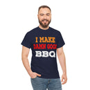 I Make Damn Good BBQ T-Shirt from DDR BBQ Supply modeled by backyard pitmaster at the smoker