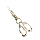 The Spaceman Knives Kitchen Shears by Spaceman Knives feature stainless steel, serrated blades and large ergonomic handles, ideal for spatchcocking poultry and versatile kitchen tasks, shown isolated on a white background.