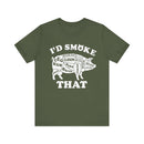 I'd Smoke That Pig BBQ T-Shirt with soft cotton fabric and bold barbecue print