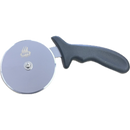 The WPPO LLC Direct Pizza Cutter features a premium stainless steel blade with a round design and an ergonomic black plastic handle, and displays the WPPO Get Fired Up logo on the blade.