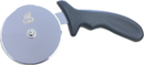 The WPPO LLC Direct Pizza Cutter features a premium stainless steel blade with a round design and an ergonomic black plastic handle, and displays the WPPO Get Fired Up logo on the blade.