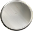 The WPPO 14" Commercial Grade Aluminum Pizza Tray by WPPO LLC Direct is a round, empty tray featuring a smooth surface and a subtle center logo—ideal for anyone looking for durable bakeware or dependable commercial pizza trays.