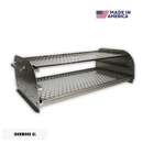 Two metal mesh slide-out grill racks from the Pimp My Grill® Gen2 Slide-Out Rack System for the Traeger Ironwood XL held within a multi-level cooking platform bracket frame.
