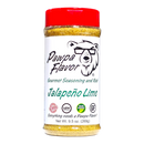 A 9.5 oz bottle of Pawpa Flavor Jalapeño Lime Seasoning & Rub from Pawpa Flavor LLC, featuring a bear logo. This gourmet blend delivers a zesty citrus flavor and is labeled low sodium, vegan friendly, and gluten free—making it the perfect versatile rub for all your favorite dishes.