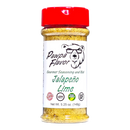 A 5.25 oz (149g) container of Pawpa Flavor Jalapeño Lime Seasoning & Rub from Pawpa Flavor LLC, featuring a red lid and a bear logo, as well as labels indicating it is Low Sodium, Vegan Friendly, and Gluten Free. This zesty citrus seasoning serves as a versatile rub for your favorite dishes.