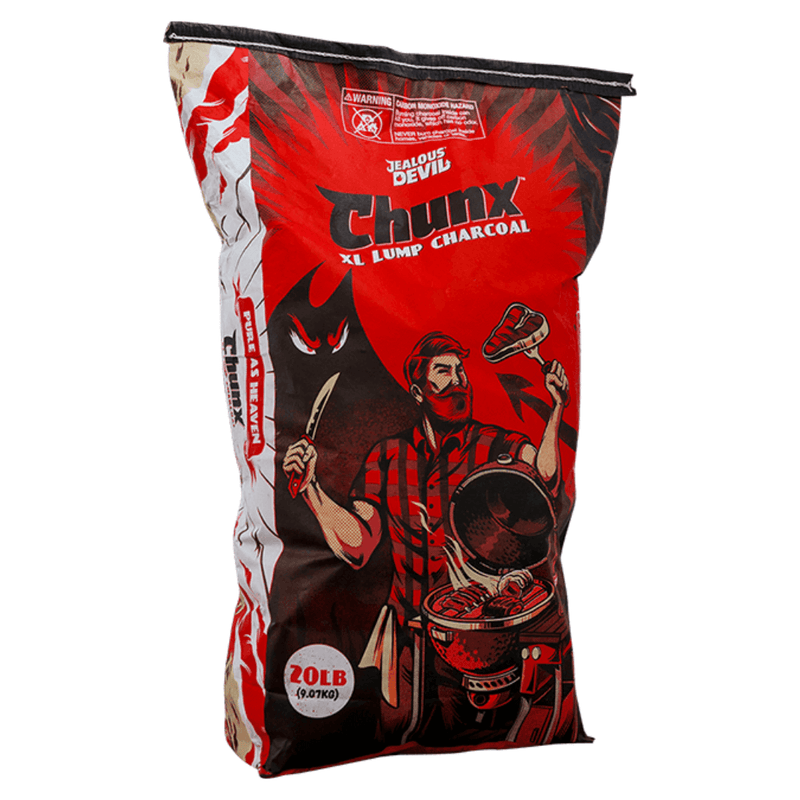 Jealous Devil XL Lump Charcoal ideal for burning hot in a ceramic grill without excess ash or smoke
