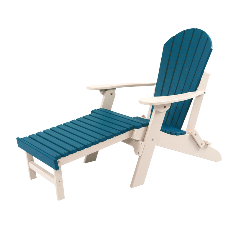 Kanyon Living Folding Adirondack Chair with Pullout Ottoman in Aruba Blue and Whiteat DDR BBQ Supply

