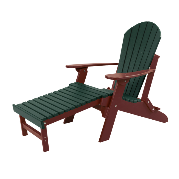 Kanyon Living Folding Adirondack Chair with Pullout Ottoman in Dark Green & Cedar at DDR BBQ Supply
