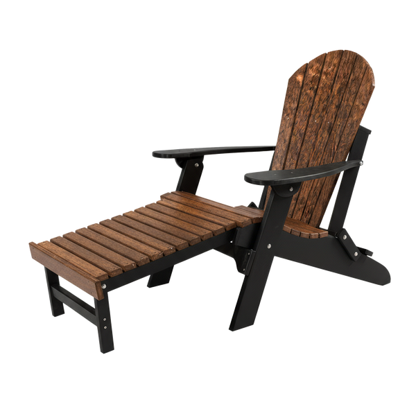 Kanyon Living Folding Adirondack Chair with Pullout Ottoman in Antique Mahogany & Black at DDR BBQ Supply