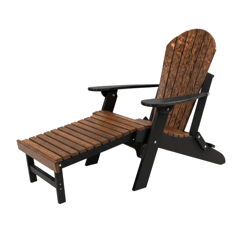 Kanyon Living Folding Adirondack Chair with Pullout Ottoman in Antique Mahogany & Black at DDR BBQ Supply