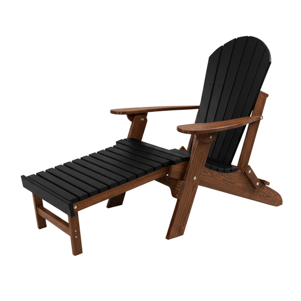 Kanyon Living Folding Adirondack Chair with Pullout Ottoman in Black & Antique Mahogany at DDR BBQ Supply