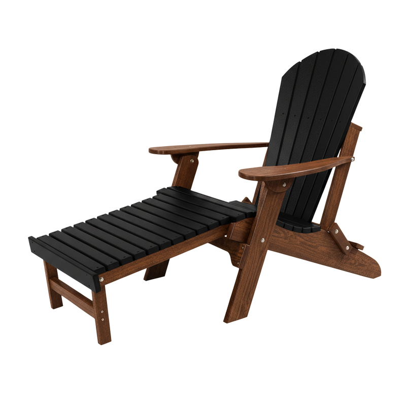 Kanyon Living Folding Adirondack Chair with Pullout Ottoman in Black & Antique Mahogany at DDR BBQ Supply