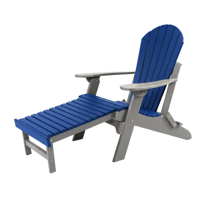 Kanyon Living Folding Adirondack Chair with Pullout Ottoman in Blue & Light Grey at DDR BBQ Supply