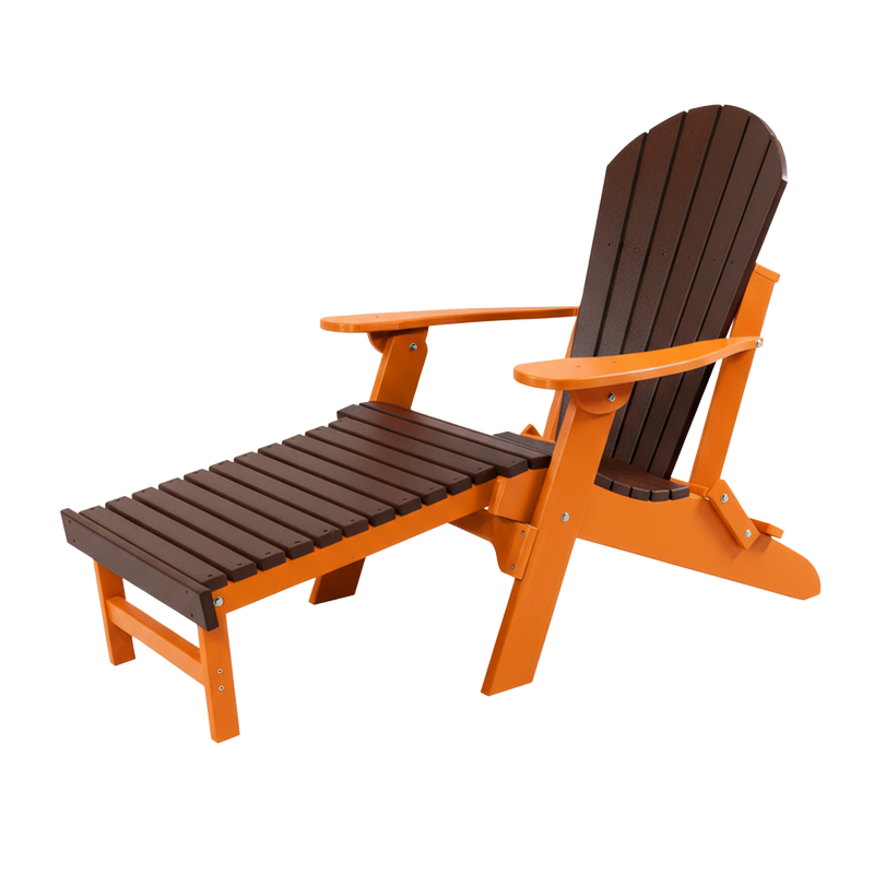 Kanyon Living Folding Adirondack Chair with Pullout Ottoman in Dark Wood & Orange at DDR BBQ Supply