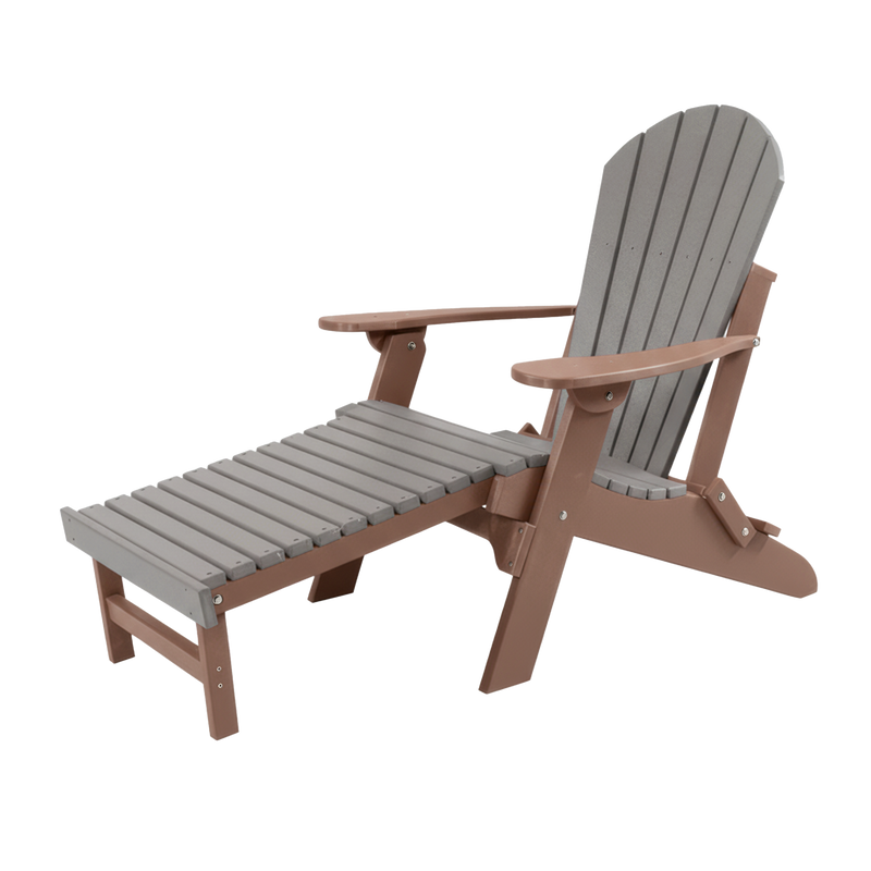 Kanyon Living Folding Adirondack Chair with Pullout Ottoman in Light Grey & Weathered Wood at DDR BBQ Supply