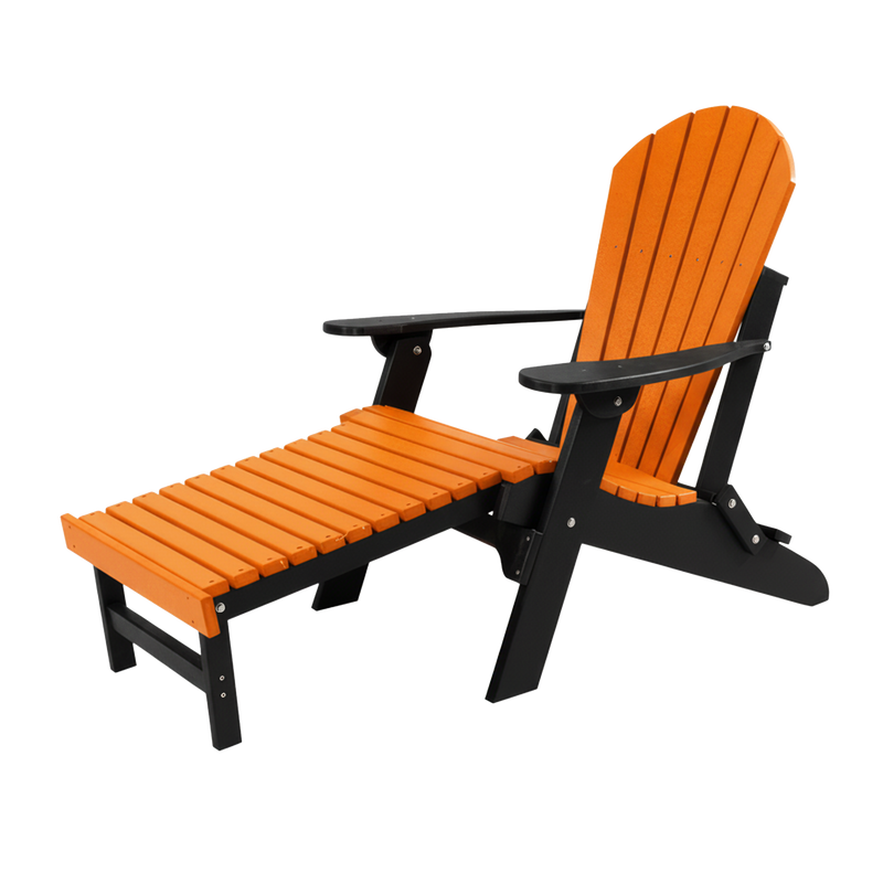 Kanyon Living Folding Adirondack Chair with Pullout Ottoman in Orange & Black at DDR BBQ Supply