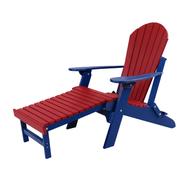 Kanyon Living Folding Adirondack Chair with Pullout Ottoman in Red & Blue at DDR BBQ Supply