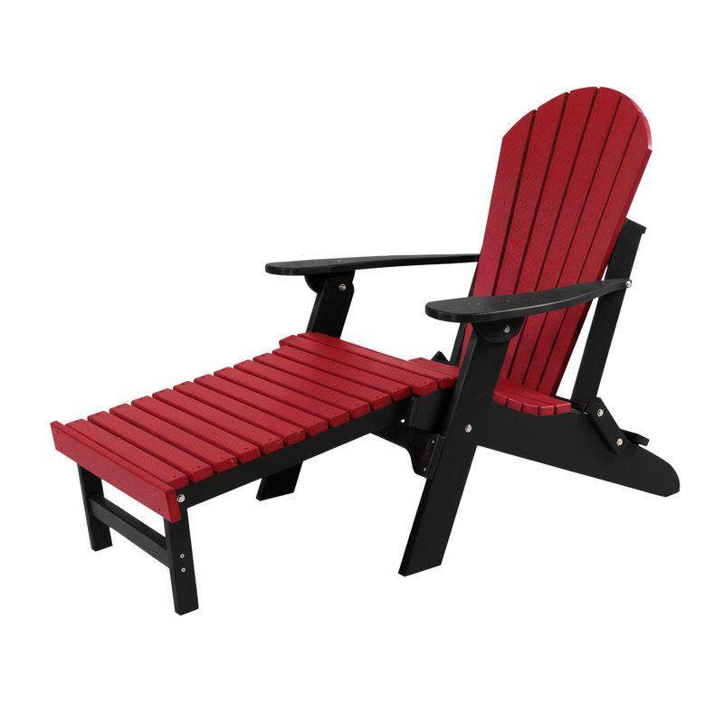 Kanyon Living Folding Adirondack Chair with Pullout Ottoman in Red & Black at DDR BBQ Supply