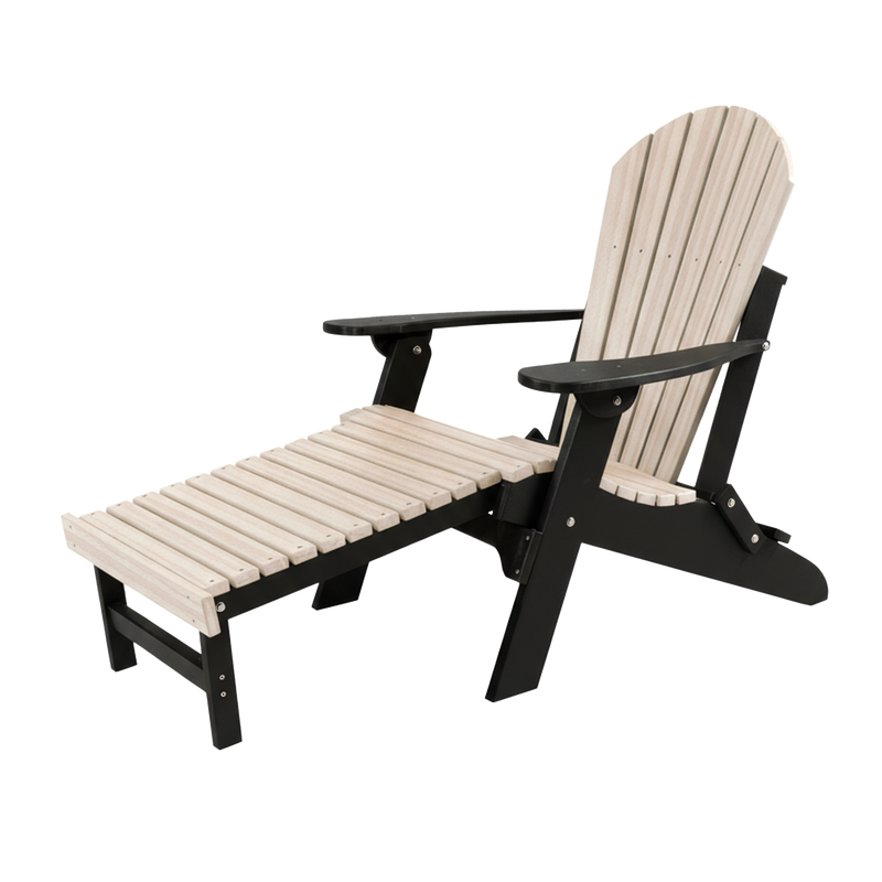 Kanyon Living Folding Adirondack Chair with Pullout Ottoman in Seashell & Black at DDR BBQ Supply