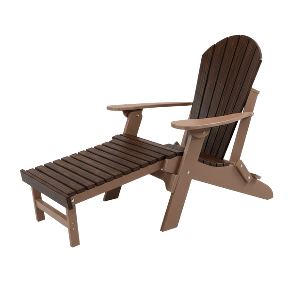 Kanyon Living Folding Adirondack Chair with Pullout Ottoman in Walnut & Weathered Wood DDR BBQ Supply