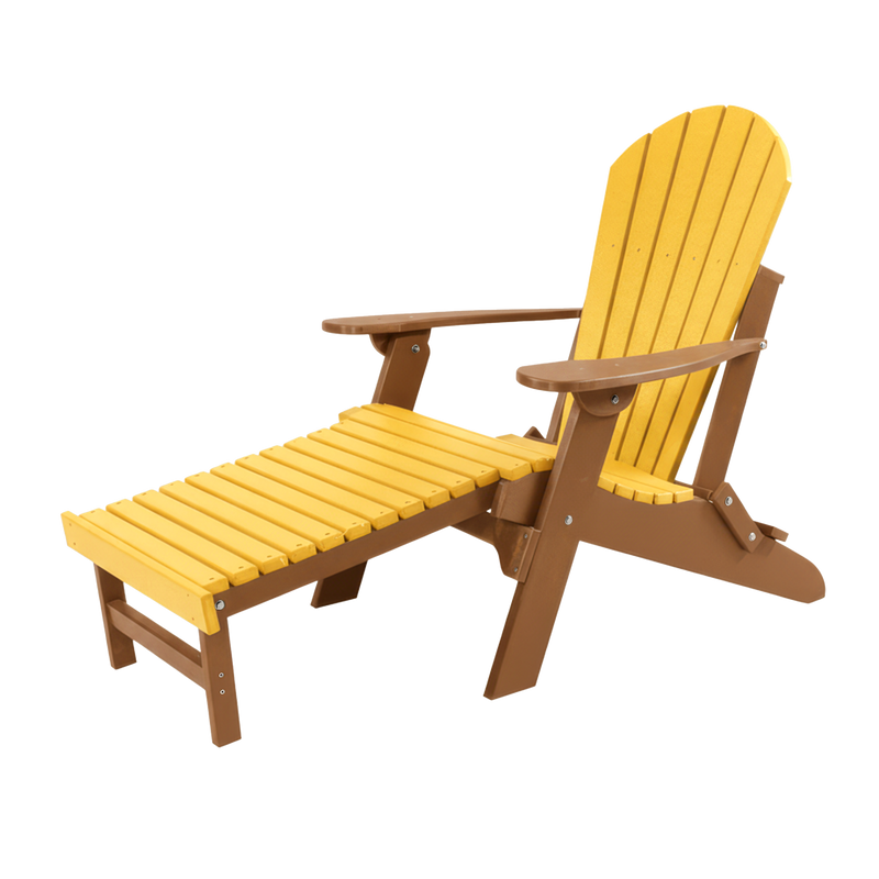 Kanyon Living Folding Adirondack Chair with Pullout Ottoman in Yellow & Cedar at DDR BBQ Supply