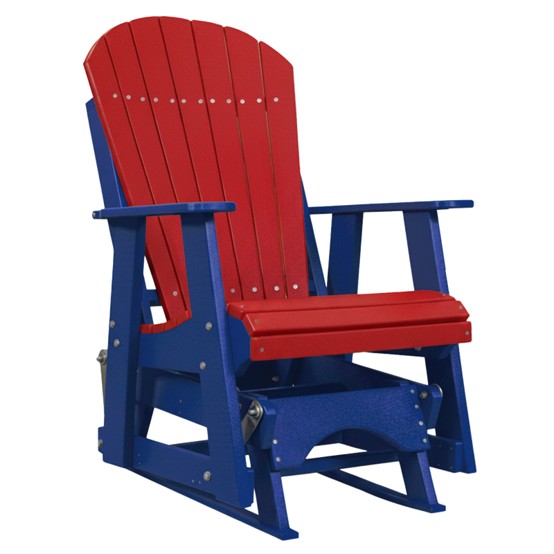 Kanyon Living Poly Lumber 2’ Best Adirondack Glider Chair Red with Blue arms and base