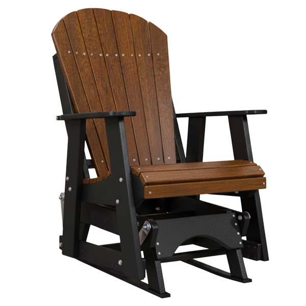 Kanyon Living Poly Lumber 2’ Best Adirondack Glider Chair in Deluxe Antique Mahogany with Black arms and base