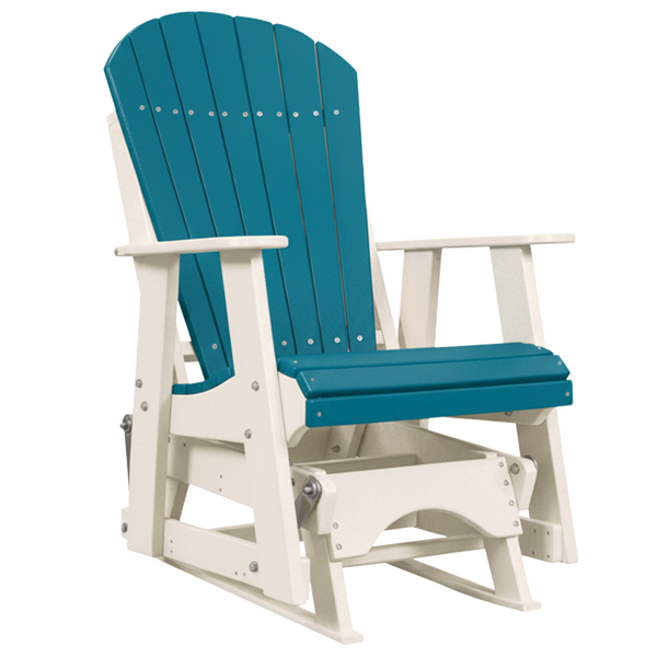 Kanyon Living Poly Lumber 2’ Best Adirondack Glider Chair in Aruba Blue with White arms and base