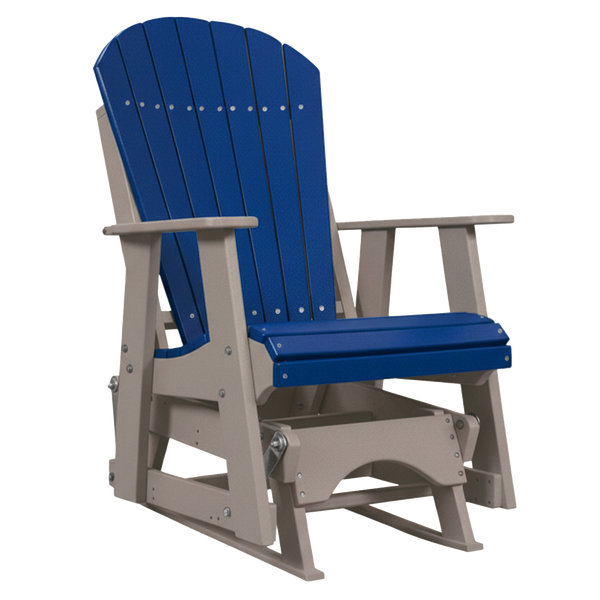 Kanyon Living Poly Lumber 2’ Best Adirondack Glider Chair in Blue with Light Grey arms and base