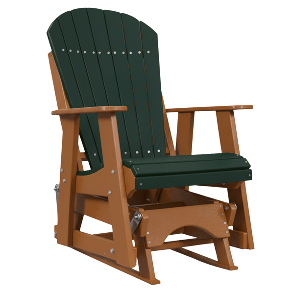 Kanyon Living Poly Lumber 2’ Best Adirondack Glider Chair in Dark Green with Cedar Wood arms and base