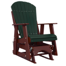 Kanyon Living Poly Lumber 2’ Best Adirondack Glider Chair in Dark Green with Cherry Wood arms and base