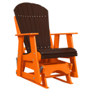 Kanyon Living Poly Lumber 2’ Best Adirondack Glider Chair in Dark Wood with Orange arms and base