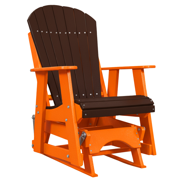 Kanyon Living Poly Lumber 2’ Best Adirondack Glider Chair in Dark Wood with Orange arms and base