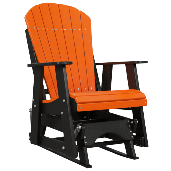 Kanyon Living Poly Lumber 2’ Best Adirondack Glider Chair in Orange with Black arms and base
