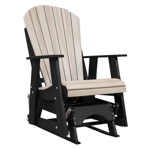 Kanyon Living Poly Lumber 2’ Best Adirondack Glider Chair in Seashell with Black arms and base