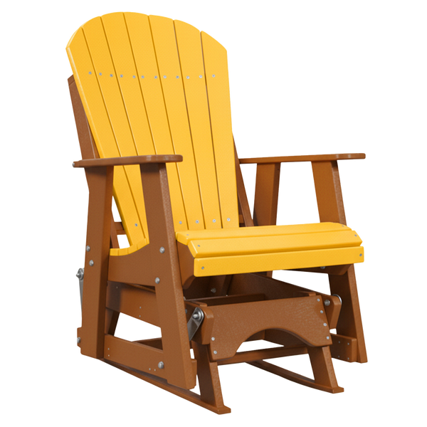 Kanyon Living Poly Lumber 2’ Best Adirondack Glider Chair in Yellow with Cedar arms and base
