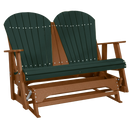 Kanyon Living Poly Lumber 4 foot Adirondack Glider Bench in Dark Green & Cedar at DDR BBQ Supply