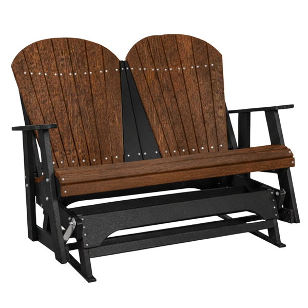 Kanyon Living Poly Lumber 4 foot Adirondack Glider Bench in Deluxe Antique Mahogany & Black at DDR BBQ Supply