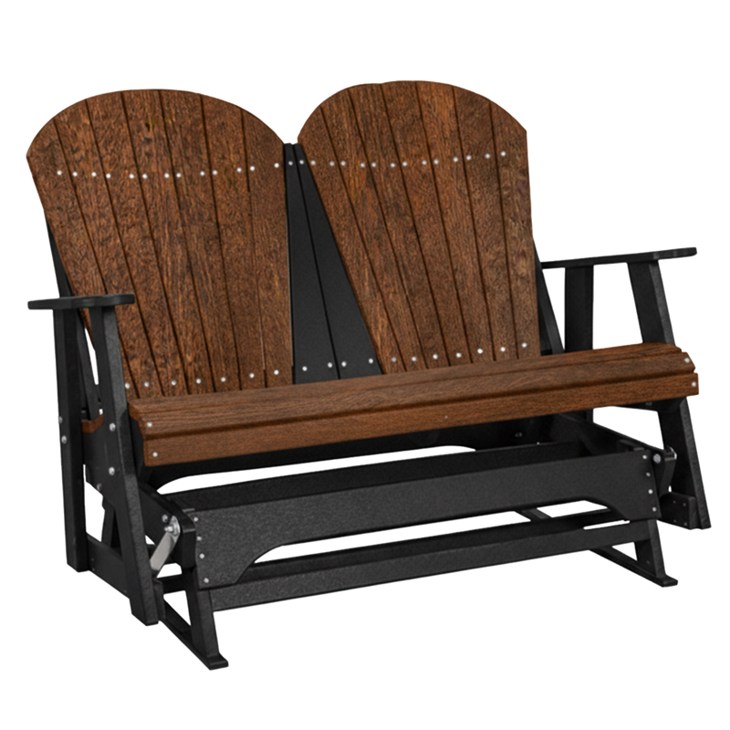 Kanyon Living Poly Lumber 4 foot Adirondack Glider Bench in Deluxe Antique Mahogany & Black at DDR BBQ Supply